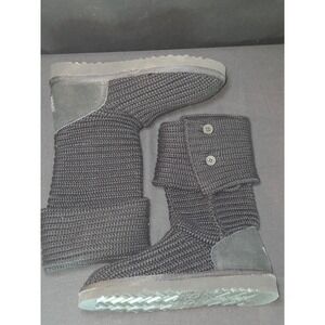UGG Australia Bailey Button Triplet Knit Boots Black Women's Size‎ 6